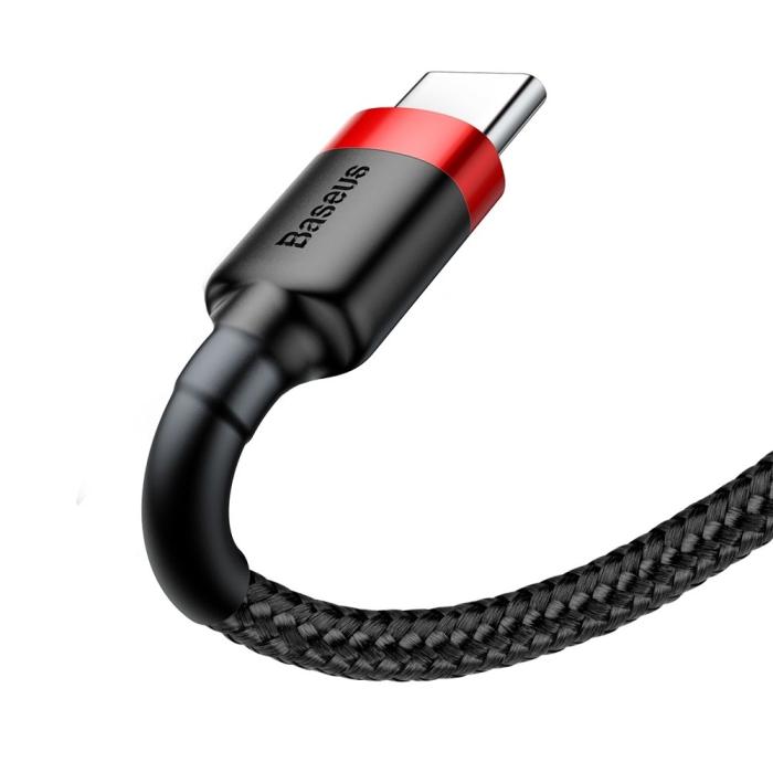 Bild 2, Baseus Cafule 2m USB-C QC3.0 Laddningskabel - Svart/Röd