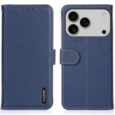 KHAZNEH iPhone 17 Pro Fodral &Auml;kta L&auml;der Bl&aring;