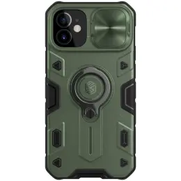 iPhone 12 Mini - NILLKIN CamShield Armor Ring Skal - Grön