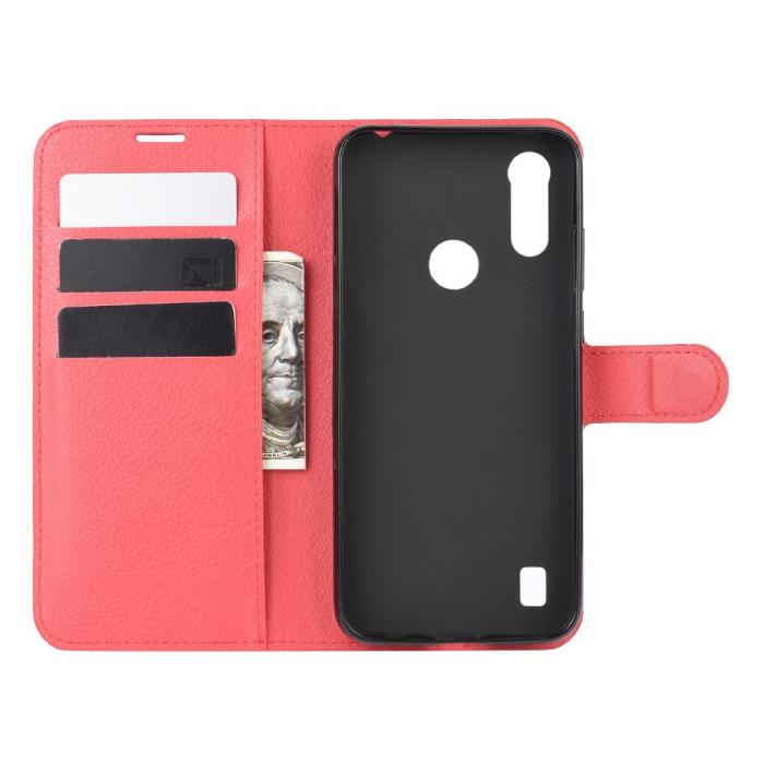 Bild 3, Motorola Moto E6s (2020) - Litchi Plånboksfodral - Röd