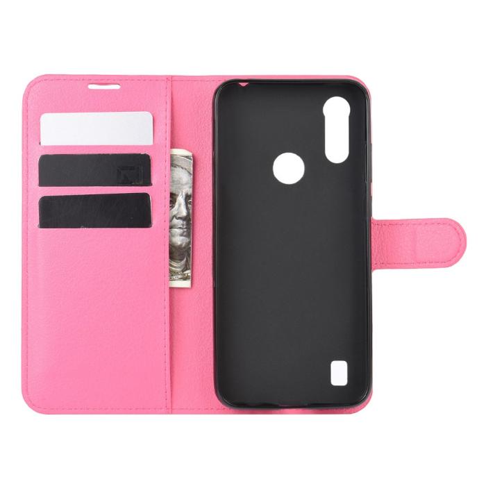 Bild 3, Motorola Moto E6s (2020) - Litchi Plånboksfodral - Rosa