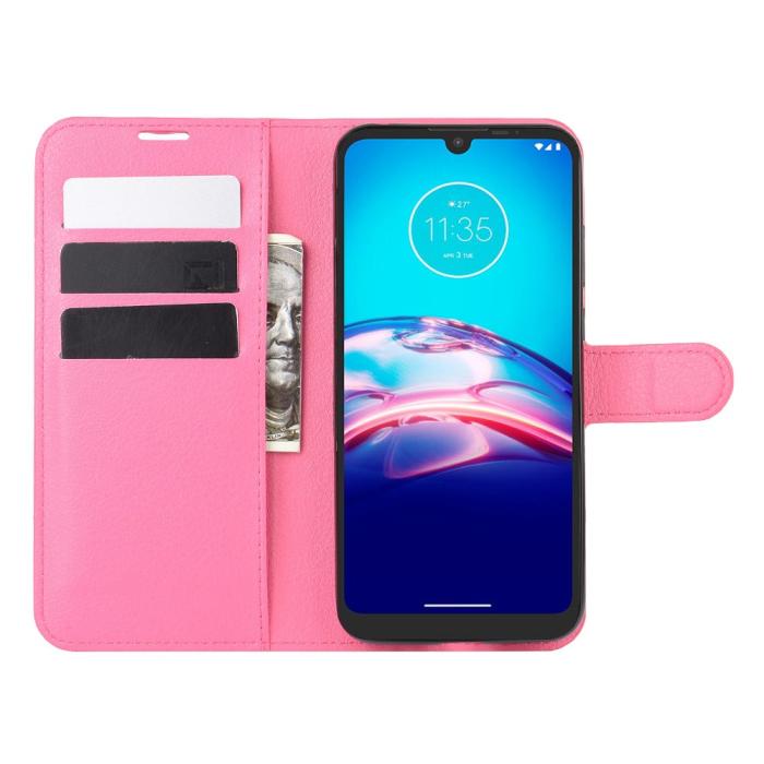 Bild 4, Motorola Moto E6s (2020) - Litchi Plånboksfodral - Rosa