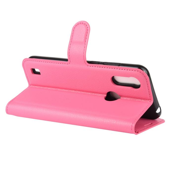 Bild 5, Motorola Moto E6s (2020) - Litchi Plånboksfodral - Rosa