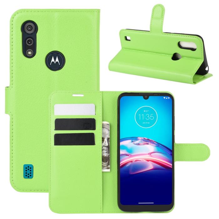 Bild 1, Motorola Moto E6s (2020) - Litchi Plånboksfodral - Grön