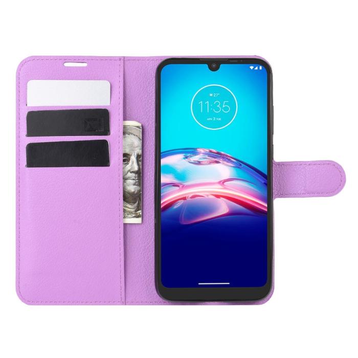 Bild 4, Motorola Moto E6s (2020) - Litchi Plånboksfodral - Lila