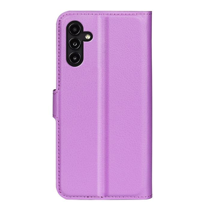 Bild 6, Samsung Galaxy A14 4G/5G Fodral Litchi Läder Lila