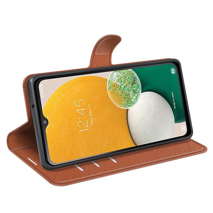 Bild 3, Samsung Galaxy A14 4G/5G Fodral Litchi Läder Brun