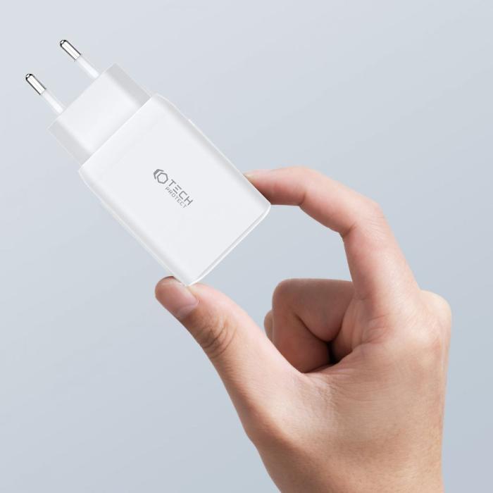 Bild 6, Tech-Protect 65W PD/QC Väggladdare 2x USB-C 1x USB-A Vit