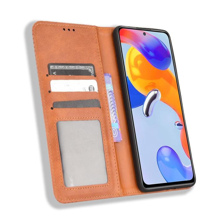 Bild 4, Xiaomi Redmi Note 11 Pro 5G Fodral Flip Vintage Brun
