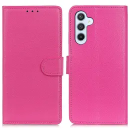 Galaxy S25 Plus / S24 Plus Fodral Litchi Läder Rosa