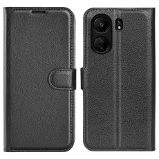 Xiaomi Redmi 13C 4G Fodral Litchi L&auml;der Svart