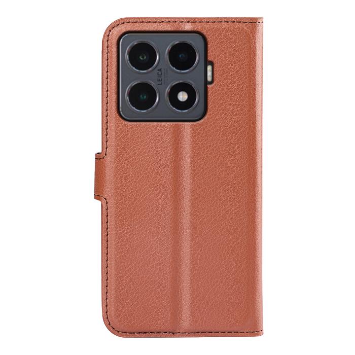 Bild 3, Xiaomi 15T Pro Fodral Litchi Läder Brun