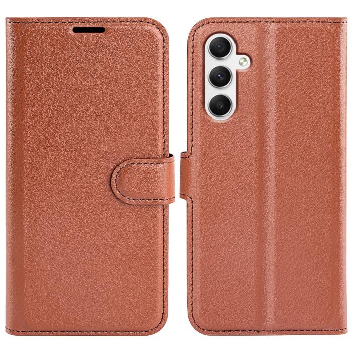 Bild 1, Samsung Galaxy A35 5G Fodral Läder Litchi Brun