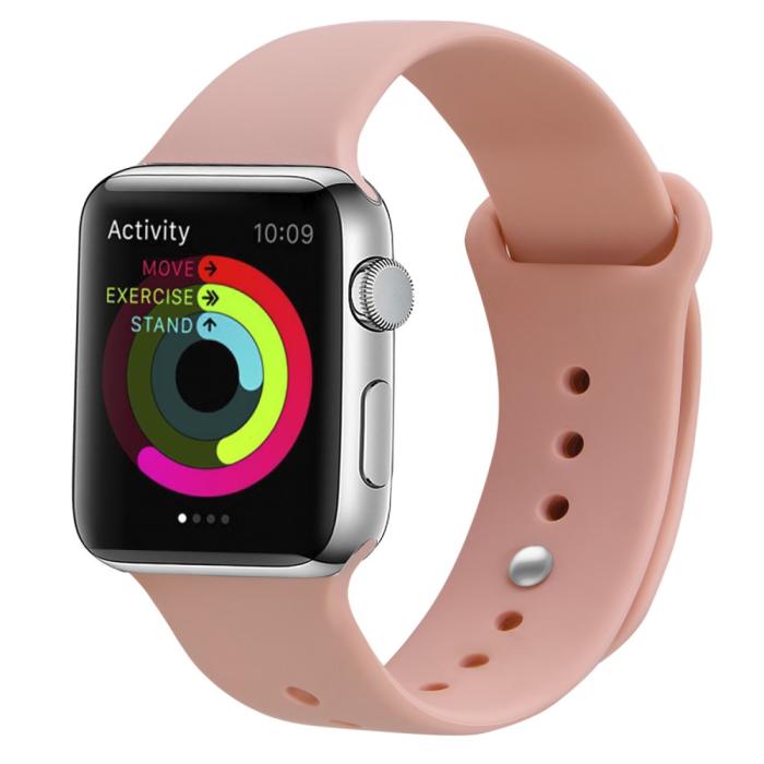 Bild 2, Silikon Armband Apple Watch 42/44/45 mm Ljus Rosa