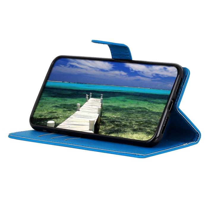 Bild 2, OnePlus Nord 2T 5G Fodral Litchi Läder Blå