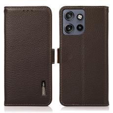 KHAZNEH Motorola Edge 50 Fodral RFID &Auml;kta L&auml;der Brun