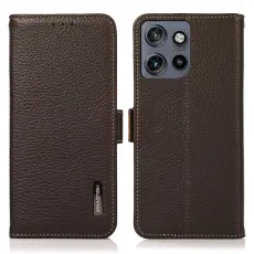 KHAZNEH Motorola Edge 50 Fodral RFID &Auml;kta L&auml;der Brun