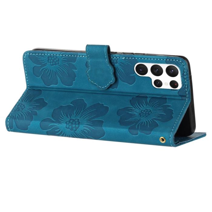 Bild 4, Samsung Galaxy S24 Ultra Fodral Blommigt Tryck Blå