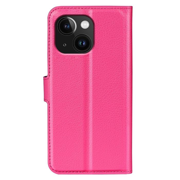 Bild 6, iPhone 15 Plus Fodral Litchi Textur Rosa