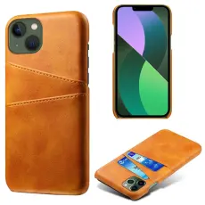 iPhone 15 Plus Skal L&auml;der Med 2 Kortfack Orange