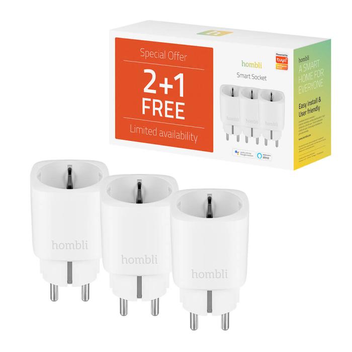 Bild 3, Hombli 3-PACK EU Smart Plug Promo Pack Vit