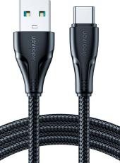 Joyroom 2m 3A USB-C Nylon Laddningskabel Svart