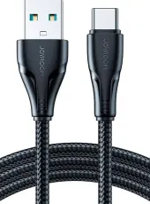 Joyroom 2m 3A USB-C Nylon Laddningskabel Svart