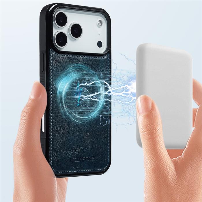 Bild 4, LC.IMEEKE iPhone 17 Pro Max Skal MagSafe Läder Blå