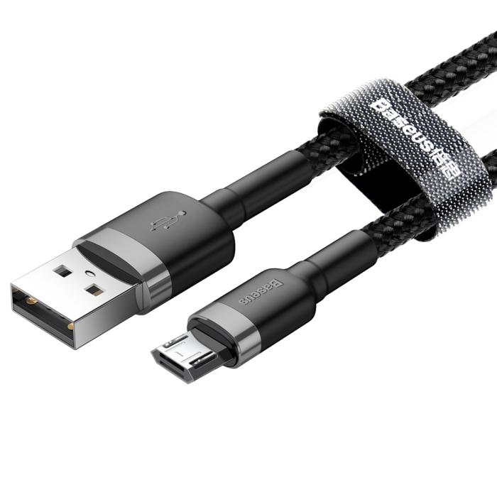 Bild 5, Baseus Cafule 2m Micro USB QC3.0 Laddningskabel - Svart/Grå