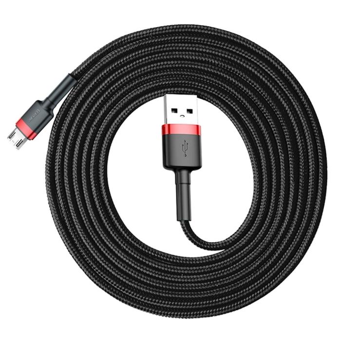 Bild 2, Baseus Cafule 2m Micro USB QC3.0 Laddningskabel - Svart/Röd