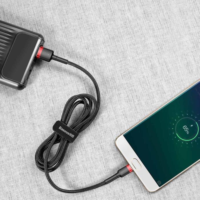 Bild 5, Baseus Cafule 2m Micro USB QC3.0 Laddningskabel - Svart/Röd