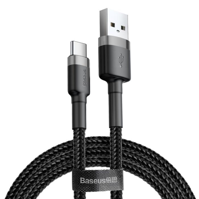 Bild 1, Baseus Cafule 3m USB-C QC3.0 Laddningskabel - Svart/Grå