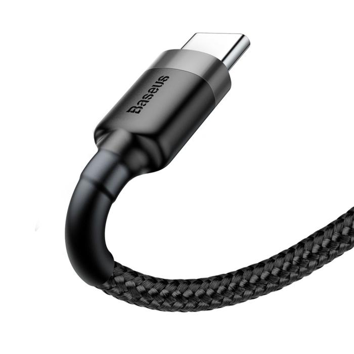 Bild 2, Baseus Cafule 3m USB-C QC3.0 Laddningskabel - Svart/Grå