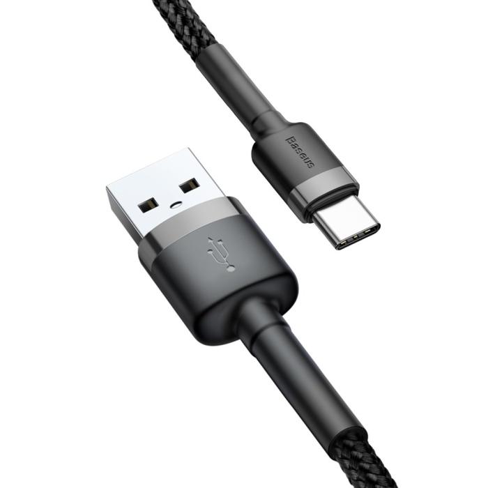 Bild 4, Baseus Cafule 3m USB-C QC3.0 Laddningskabel - Svart/Grå