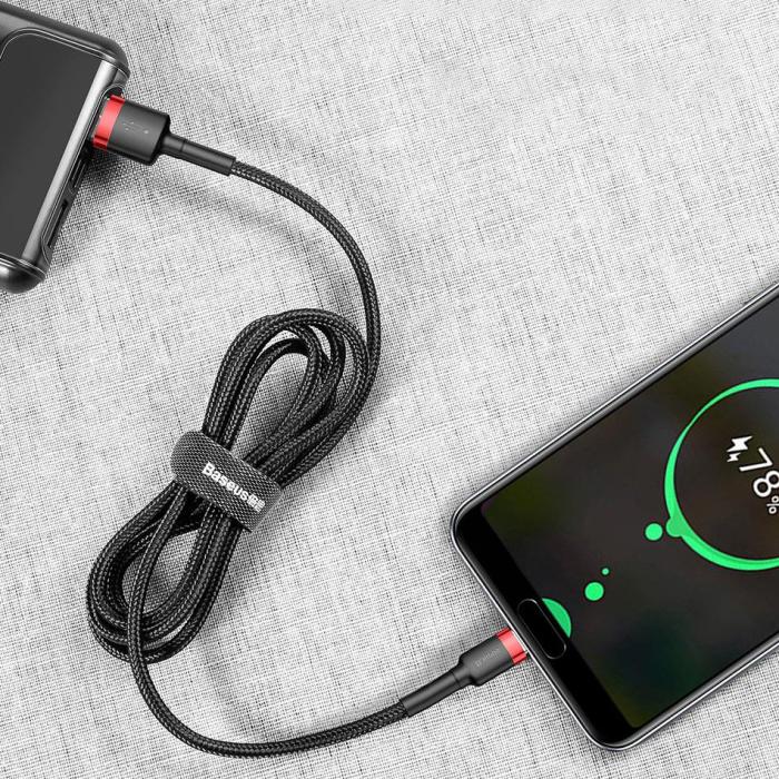 Bild 5, Baseus Cafule 3m USB-C QC3.0 Laddningskabel - Svart/Grå
