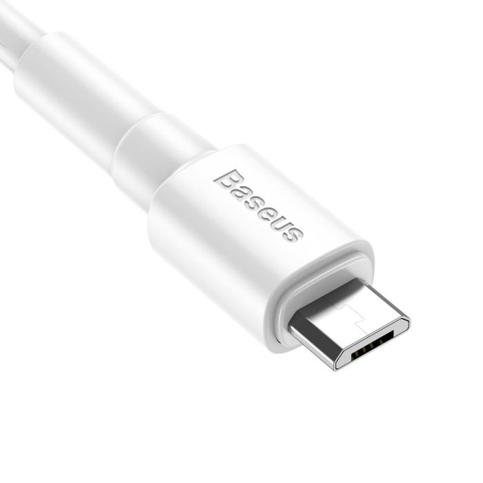 Bild 2, Baseus 1m 2.4A Micro USB Laddningskabel - Vit