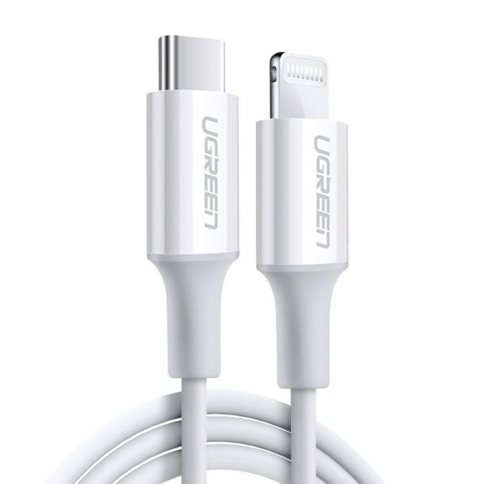 Bild 1, Ugreen 1m MFi 18W 3A Lightning - USB-C Kabel - Vit