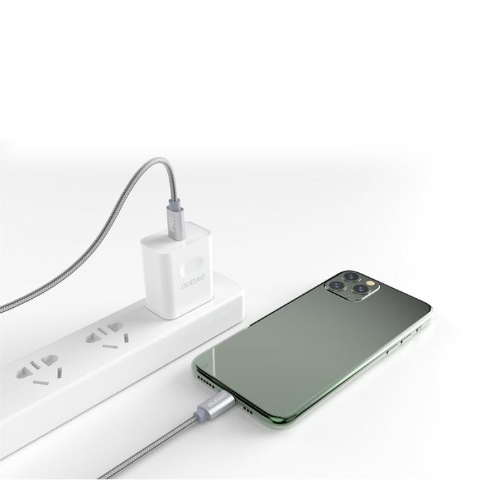 Bild 2, Dudao 1m 45W 5A PD Lightning - USB-C Flätad Nylon - Grå
