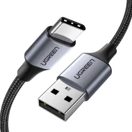 Ugreen 3A 2m QC3.0 USB-C Flätad Nylonkabel - Grå