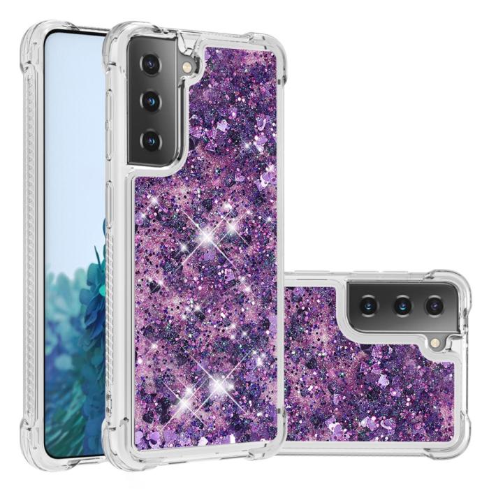 Bild 1, Samsung Galaxy S21 - Shockproof Quicksand Skal - Lila