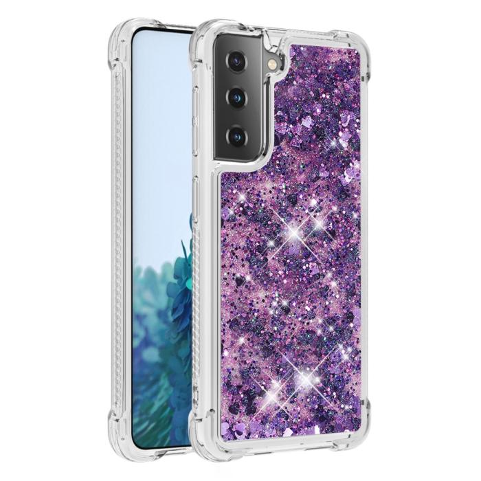 Bild 3, Samsung Galaxy S21 - Shockproof Quicksand Skal - Lila