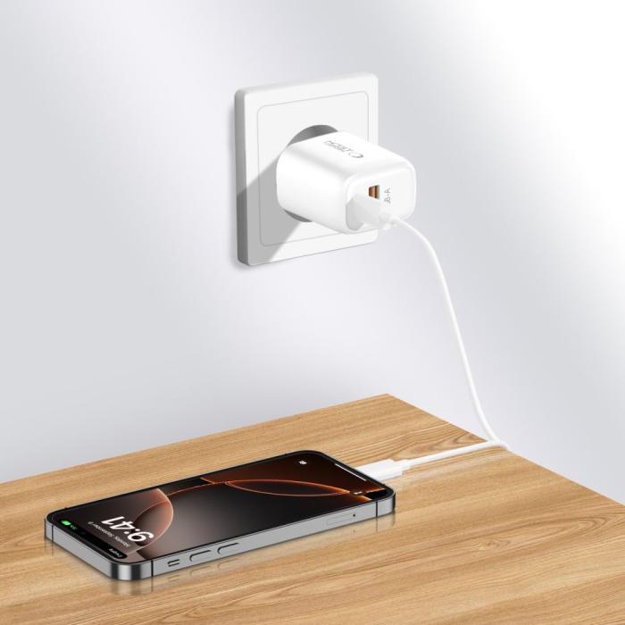 Bild 6, Tech-Protect 30W Väggladdare PD QC3.0 USB-C / USB-A Vit