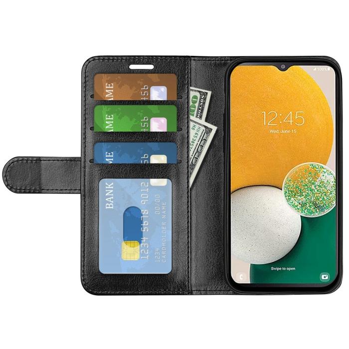 Bild 2, Samsung Galaxy A14 4G/5G Fodral Crazy Horse Läder Svart