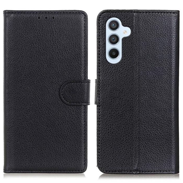 Bild 1, Galaxy S25 Plus / S24 Plus Fodral Litchi Läder Svart