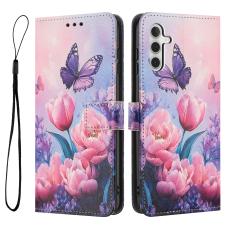 Samsung Galaxy A27 5G Fodral L&auml;der Blommor Rosa