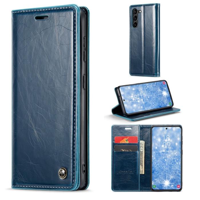 Bild 1, CASEME Samsung Galaxy S23 Plus Fodral Wax Textur Blå
