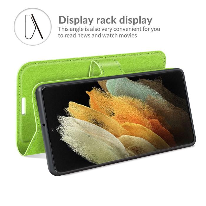 Bild 6, Samsung Galaxy S22 Ultra Fodral Litchi Läder Grön
