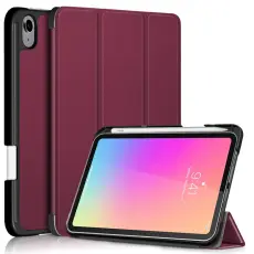 iPad Mini 2024/2021 Fodral Tri-Fold Med Pennhållare Vinröd