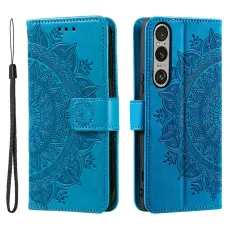 Sony Xperia 1 VII Fodral Mandala L&auml;der Bl&aring;