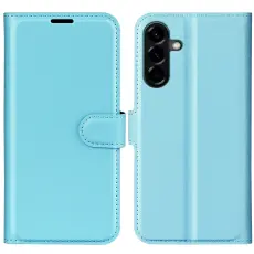 Samsung Galaxy A57 5G Fodral Litchi L&auml;der Bl&aring;